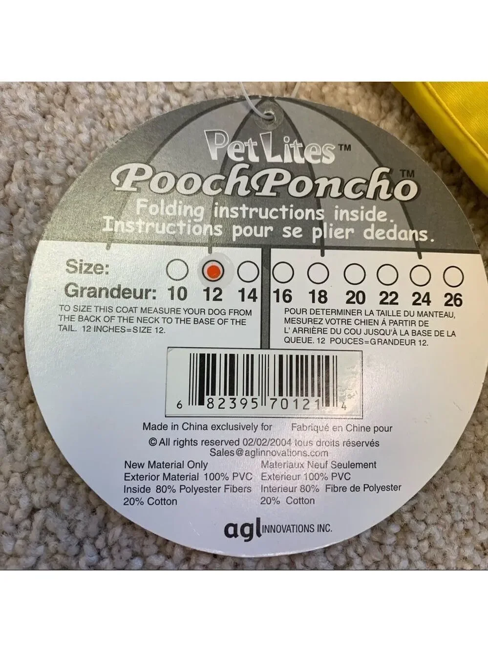 PETLITES Poochponcho yellow small breed dog raincoat multiple sizes